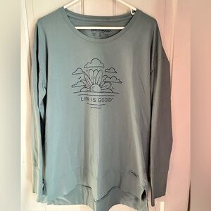 Life Is Good Sunflower Rising Long Sleeve Tunic / Shirt - Large
